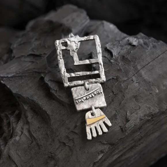 Colgante Irulegi Largo Plata y Lámina de Oro