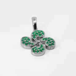 Colgante Lauburu Plata Negra y Circonitas Verdes