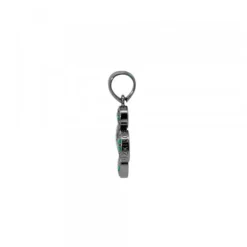 Colgante Lauburu Plata Negra y Circonitas Verdes