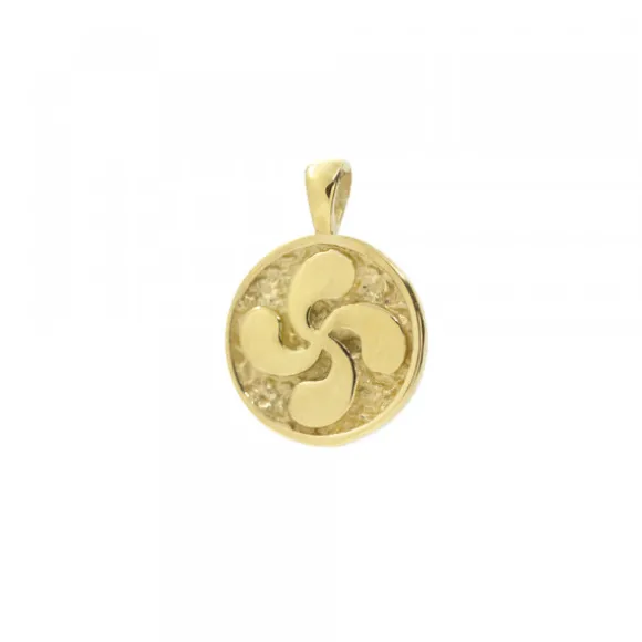 Colgante Lauburu Redondo Plata Dorada 13mm Personalizable