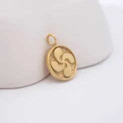 Colgante Lauburu Redondo Plata Dorada 13mm Personalizable