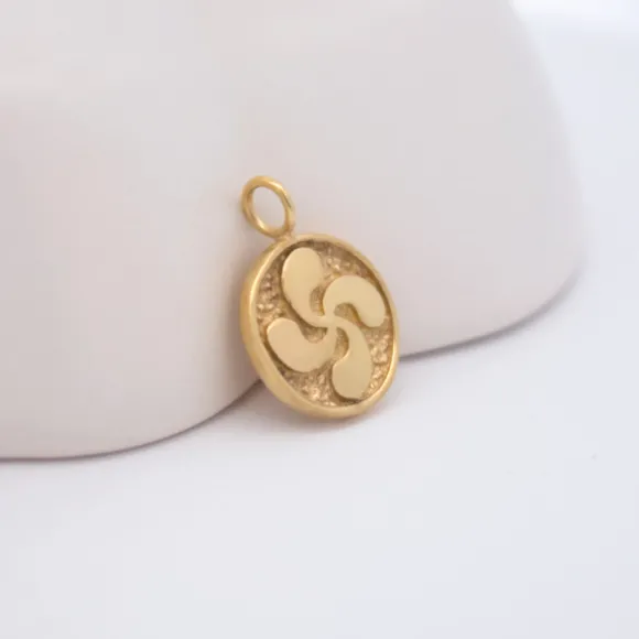 Colgante Lauburu Redondo Plata Dorada 13mm Personalizable