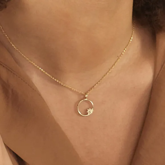 Colgante Luna Llena Plata Dorada