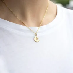 Colgante Luna y Eguzkilore Plata Dorada