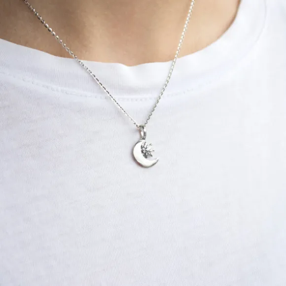 Colgante Luna y Eguzkilore Plata