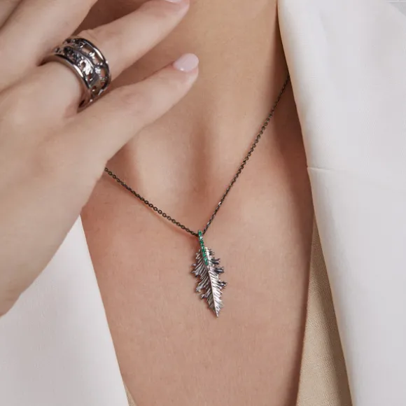 Colgante Mari Mini Rutenio y Circonitas Verdes