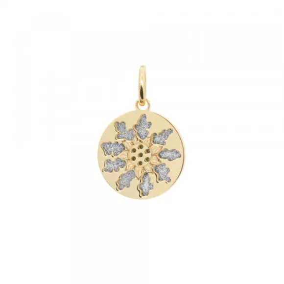 Colgante Medalla Eguzkilore Plata Dorada 13mm