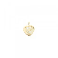 Colgante Mini Ama Corazón Plata Dorada y Nácar