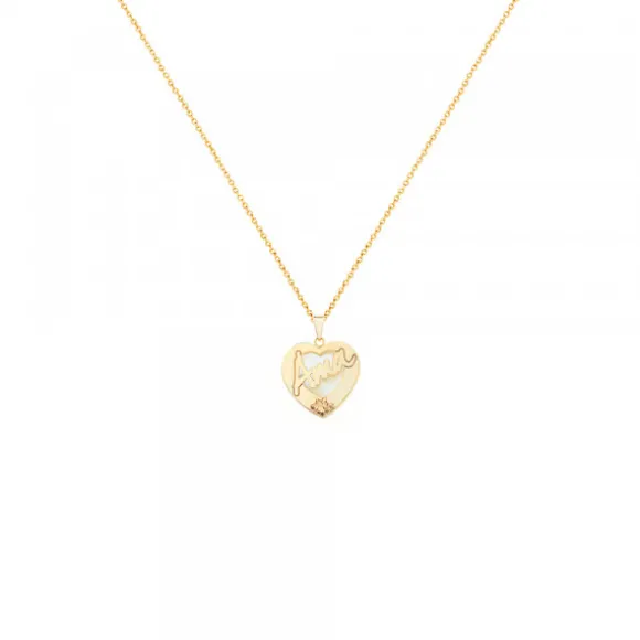 Colgante Mini Ama Corazón Plata Dorada y Nácar
