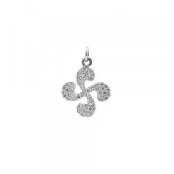 Colgante Mini Lauburu Oro Blanco y Brillantes 10mm