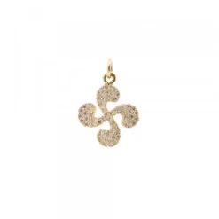 Colgante Mini Lauburu Oro y Brillantes 10mm