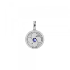 Colgante Mini Lauburu Plata y Circonita Azul