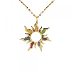 Colgante Mountain Handia de Plata Dorada Multicolor