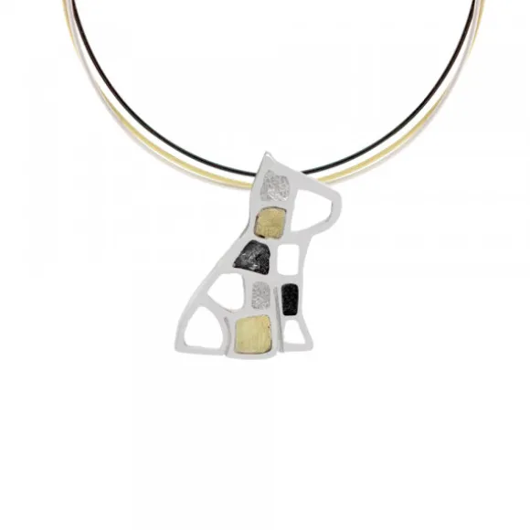 Colgante Puppy Plata con Lámina de Oro