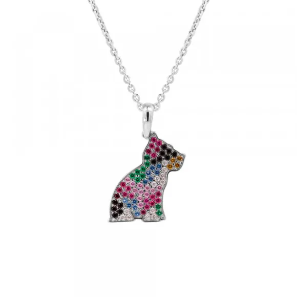 Colgante Puppy Plata y Circonitas Multicolor