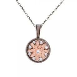 Colgante R2 Rutenio Eguzkilore Rosa y Circonitas