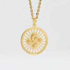 Colgante Radial Lauburu Plata Dorada 22mm Personalizable