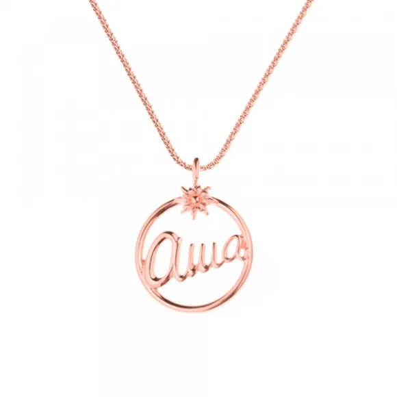 Colgante Redondo Ama de Plata Rosa