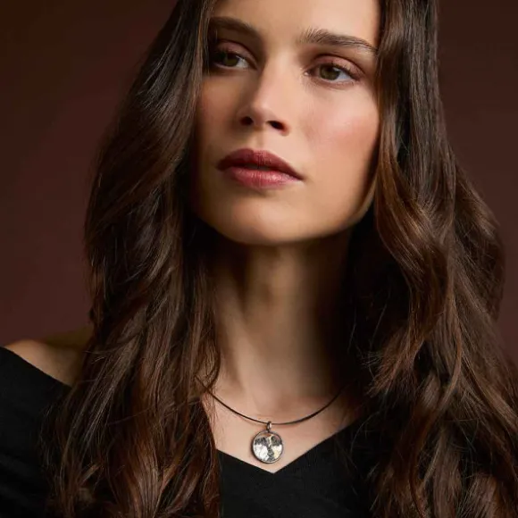 Colgante Redondo Gaztelugatxe Plata con Lámina de Oro