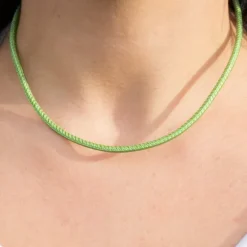 Cordón de Cuero Verde Metalizado