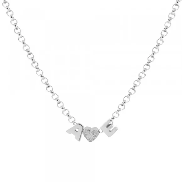 Gargantilla 2 Iniciales Plata y Motivo a Elegir