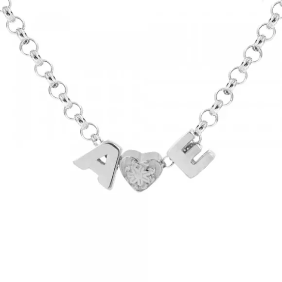 Gargantilla 2 Iniciales Plata y Motivo a Elegir