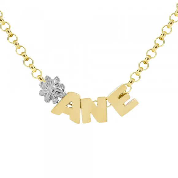 Gargantilla 3 Iniciales Plata Dorada y Motivo a Elegir