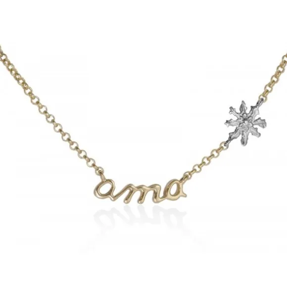 Gargantilla Ama Plata Dorada y Eguzkilore Plateado