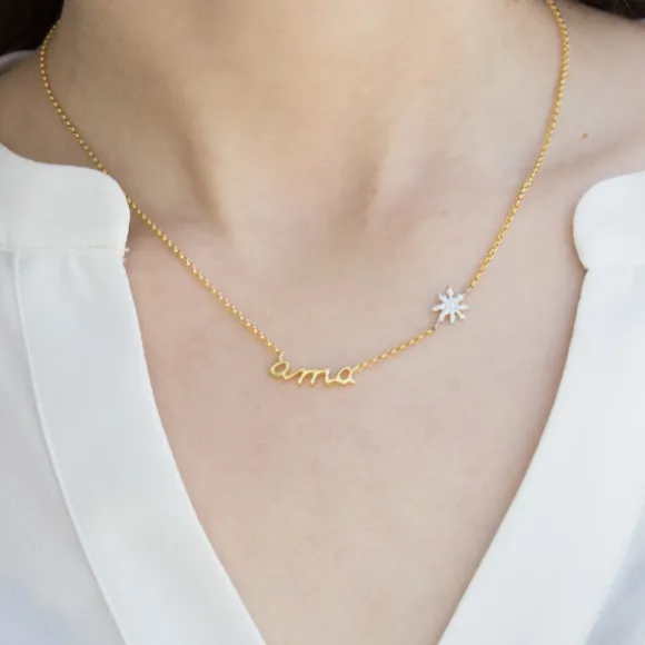 Gargantilla Ama Plata Dorada y Eguzkilore Plateado