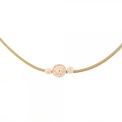 Gargantilla Anuk Cuero Beige con Plata Rosa