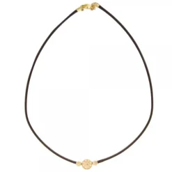 Gargantilla Anuk Cuero Marrón con Plata Dorada
