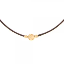 Gargantilla Anuk Cuero Marrón con Plata Dorada