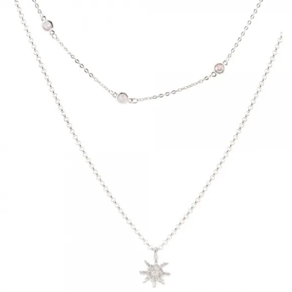 Gargantilla Doble de Plata y Circonitas Blancas