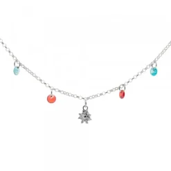Gargantilla Eguzkilore de Plata con Cristales Multicolor