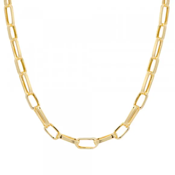 Gargantilla Eslabones Alargados Plata Dorada
