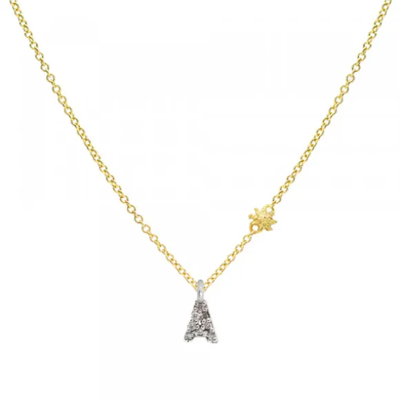 Gargantilla Inicial Oro Bicolor y Brillantes