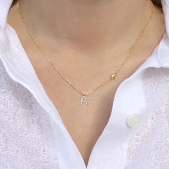 Gargantilla Inicial Oro Bicolor y Brillantes