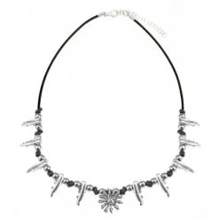 Gargantilla Mari Brillo Oxidado Diez Hojas y Motivo Eguzkilore