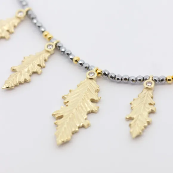 Gargantilla Mari Hematites Plata Dorada