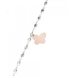 Llamador de Ángeles Bola Plateada y Mariposa Rosa