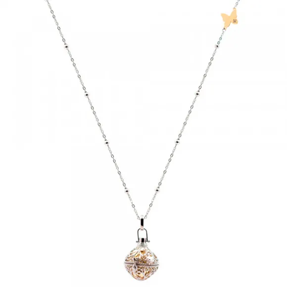 Llamador de Ángeles Ovalado con Bola Dorada y Mariposa Personalizable