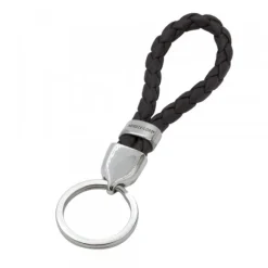 Llavero Acero Cuero Negro