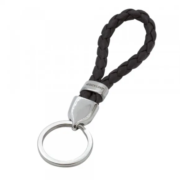 Llavero Acero Cuero Negro