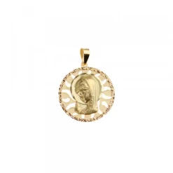 Medalla Calada Virgen Niña Oro 18mm Personalizable