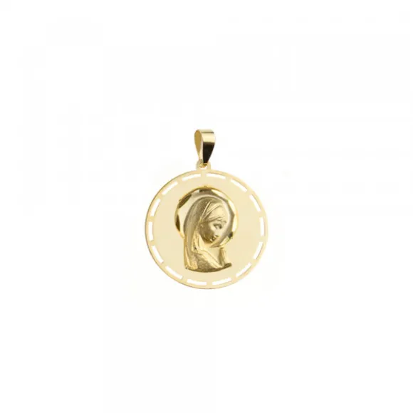 Medalla Calada Virgen Niña Oro 15mm Personalizable