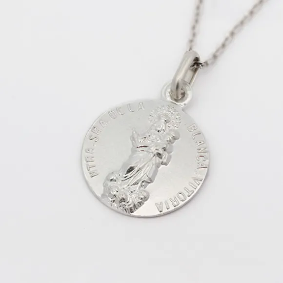 Medalla Mini Virgen Blanca Plata 17mm
