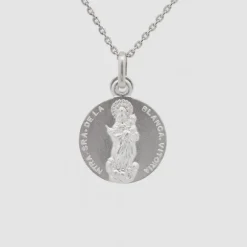 Medalla Mini Virgen Blanca Plata 17mm