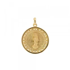 Medalla Virgen Blanca de Plata Dorada Personalizable