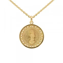 Medalla Virgen Blanca de Plata Dorada Personalizable