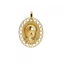 Medalla Virgen Niña de Plata Dorada Personalizable